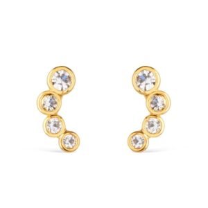 Brinco Dourado com 4 Pontos de Luz em Zircônia
